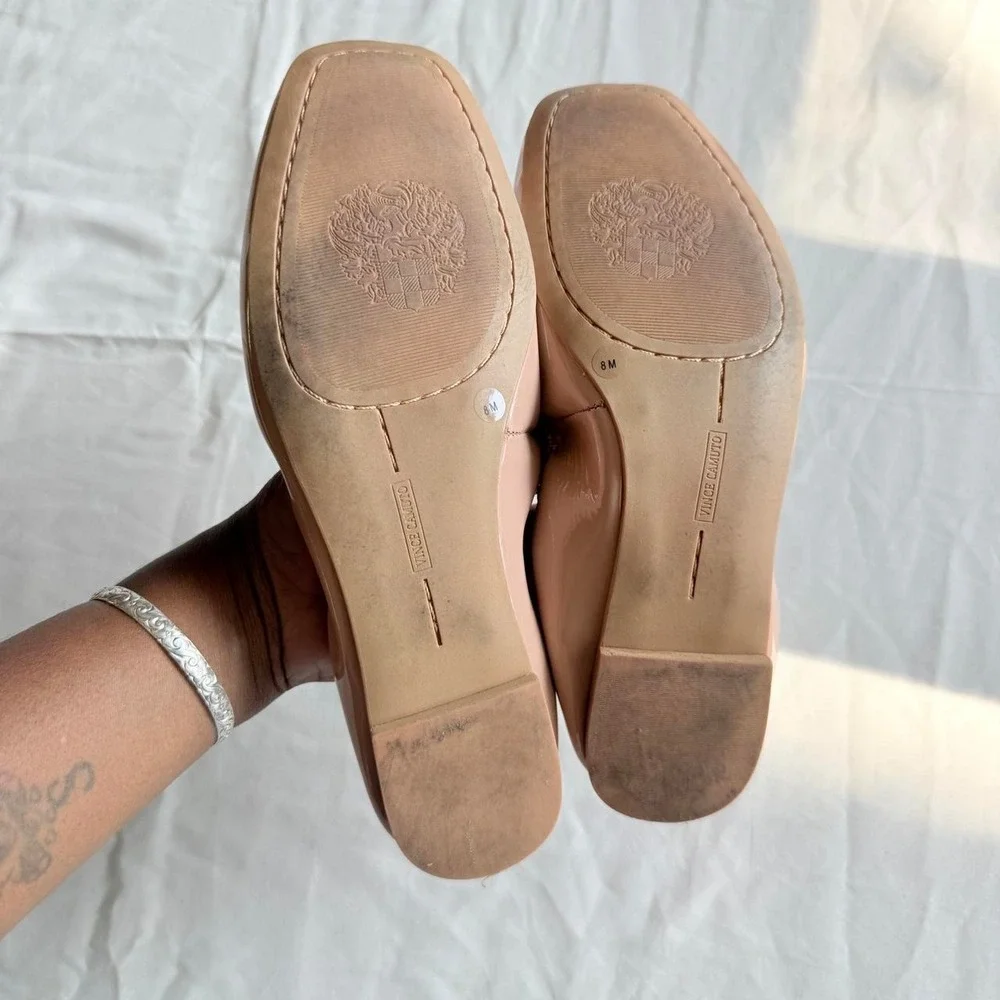 Vince Camuto Women's Size 8M Blush Pink Patent Ballet Flats Square Toe